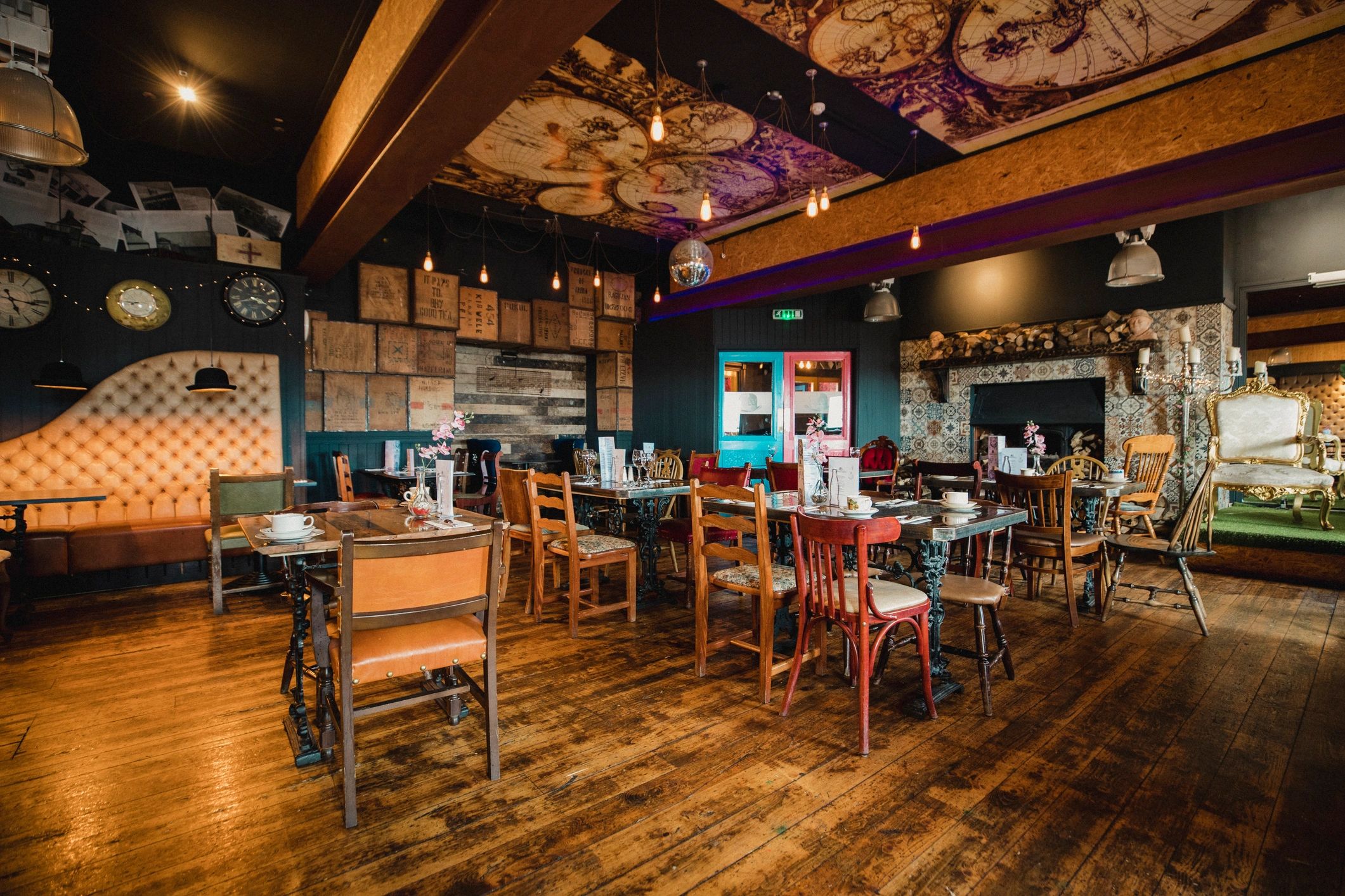 Warm restaurant dining interior