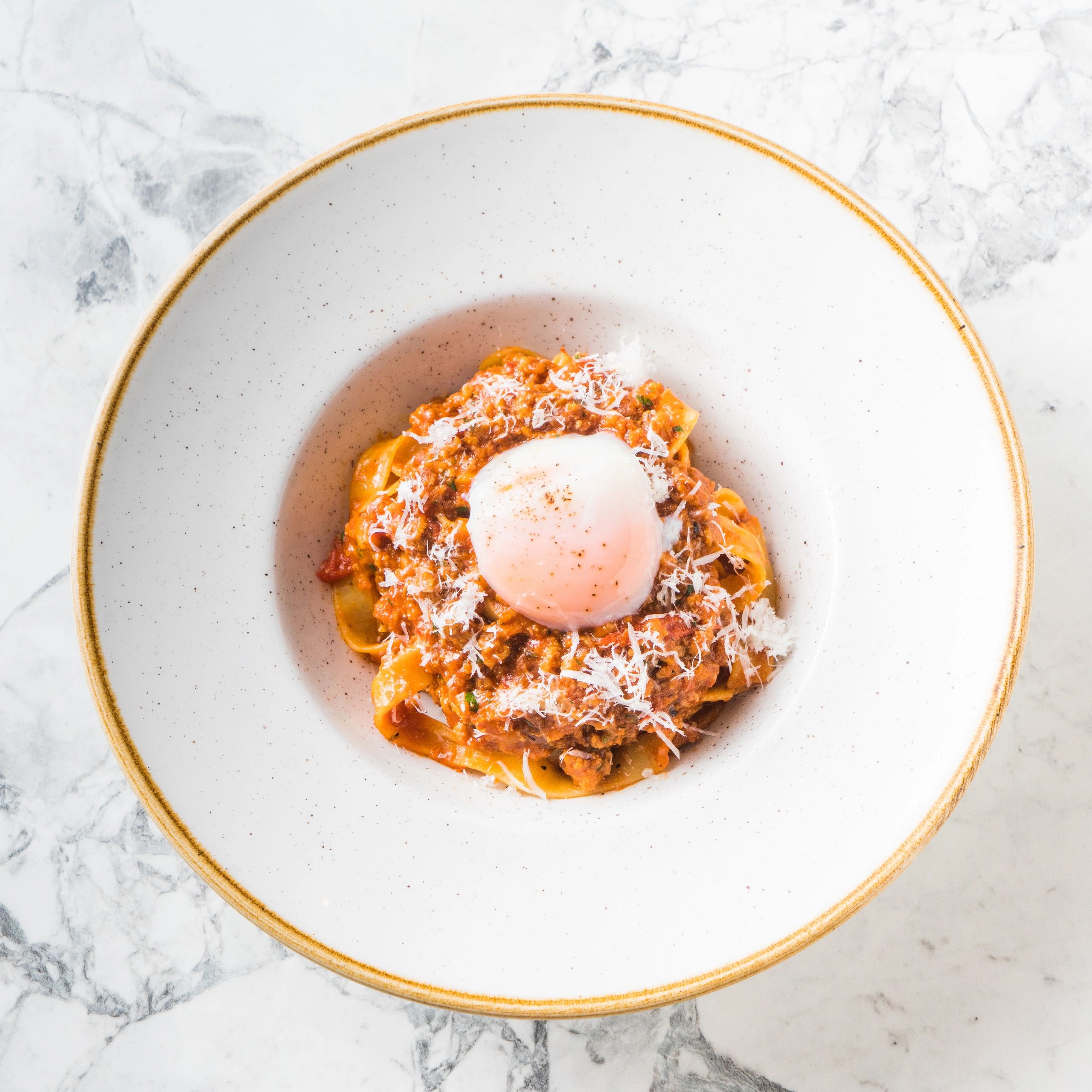Wild boar fettuccine pasta dish
